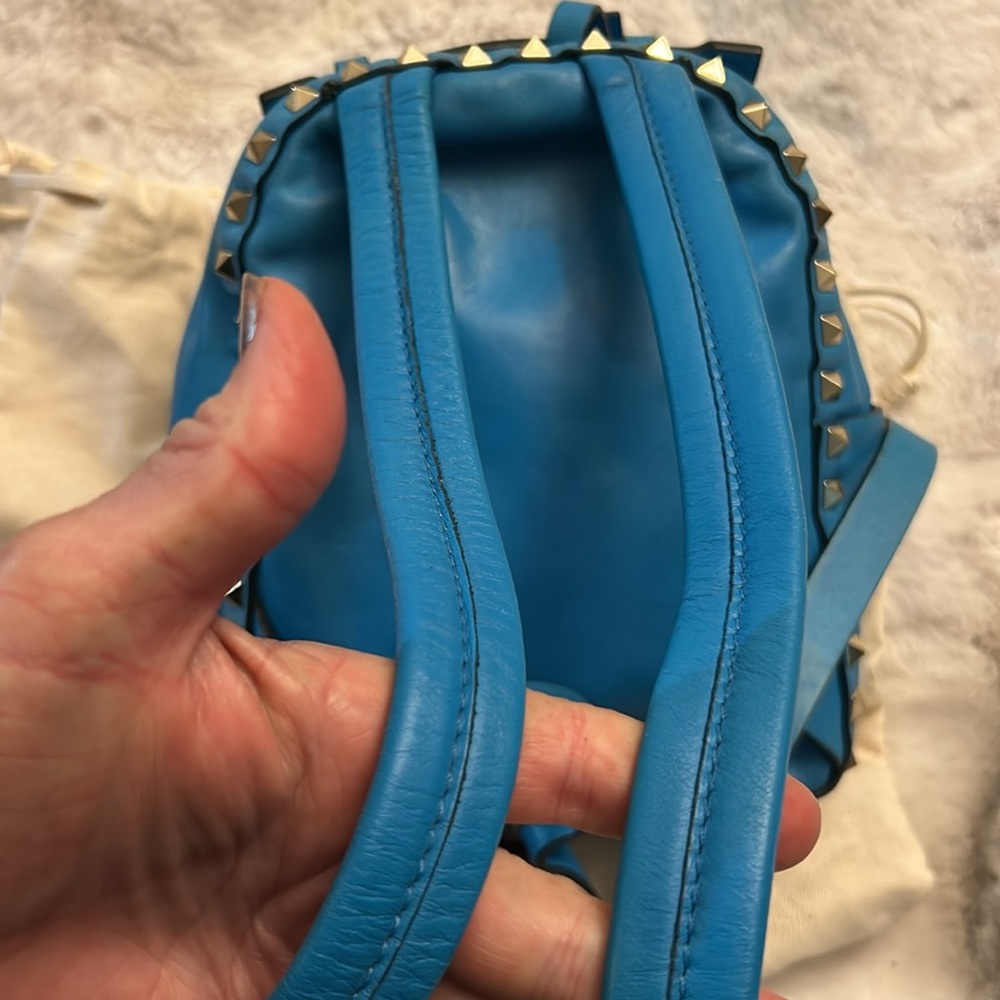 Valentino Garavani Aqua blue leather studded mini backpack - Picture 7 of 17